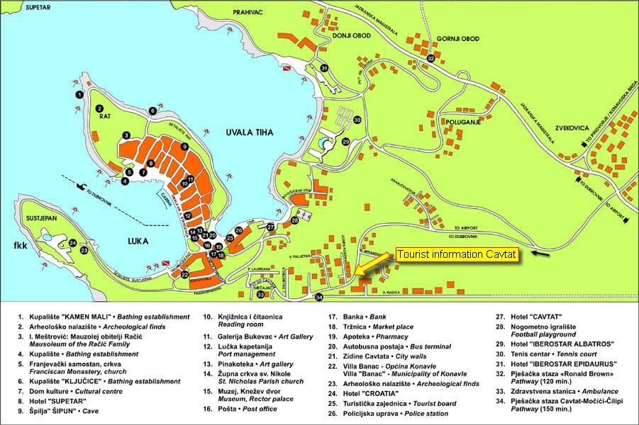 mapa de cavtat, croacia 