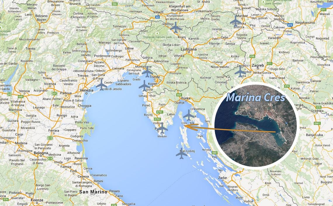 cres mapa de croacia