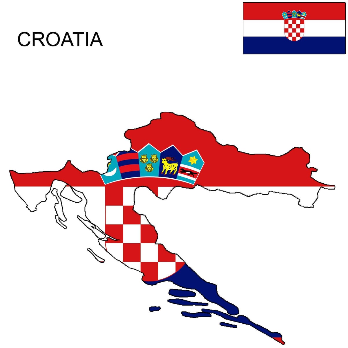 croacia mapa de la bandera