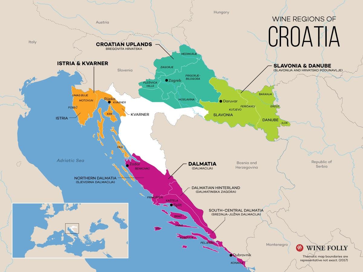 mapa de croacia bodegas