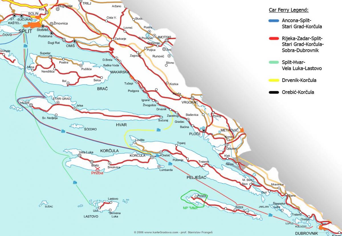 mapa de croacia ferry