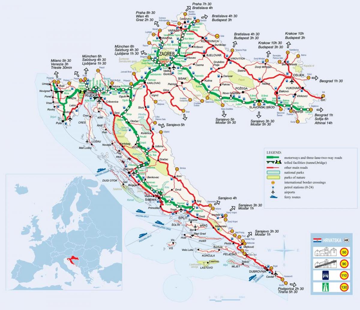 mapa de croacia tren
