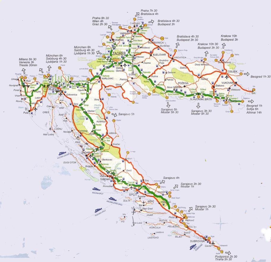 mapa de croacia viaje por carretera