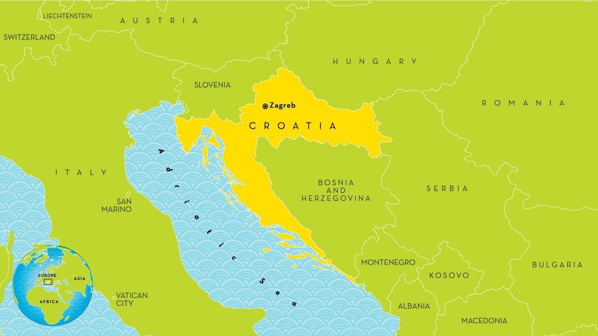 mapa de los países cerca de croacia