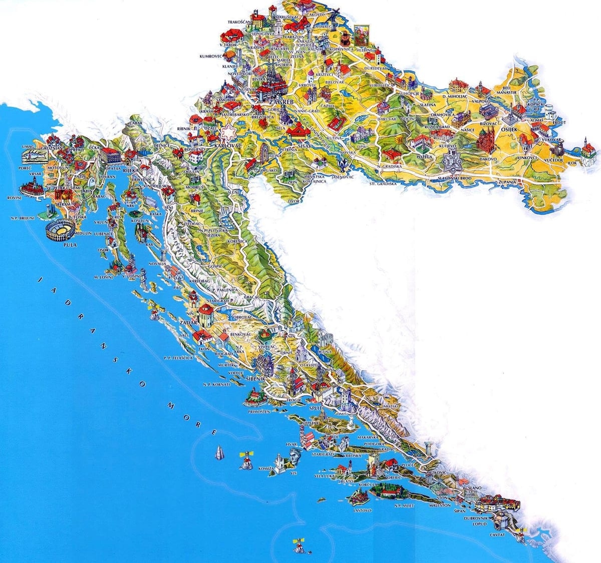 croacia lugares para visitar mapa
