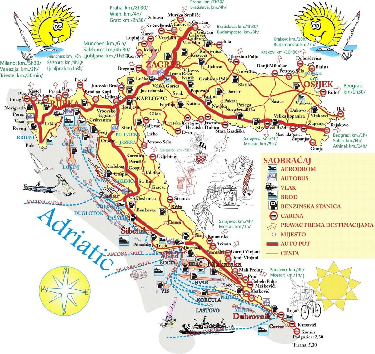 croacia destinos de vacaciones mapa