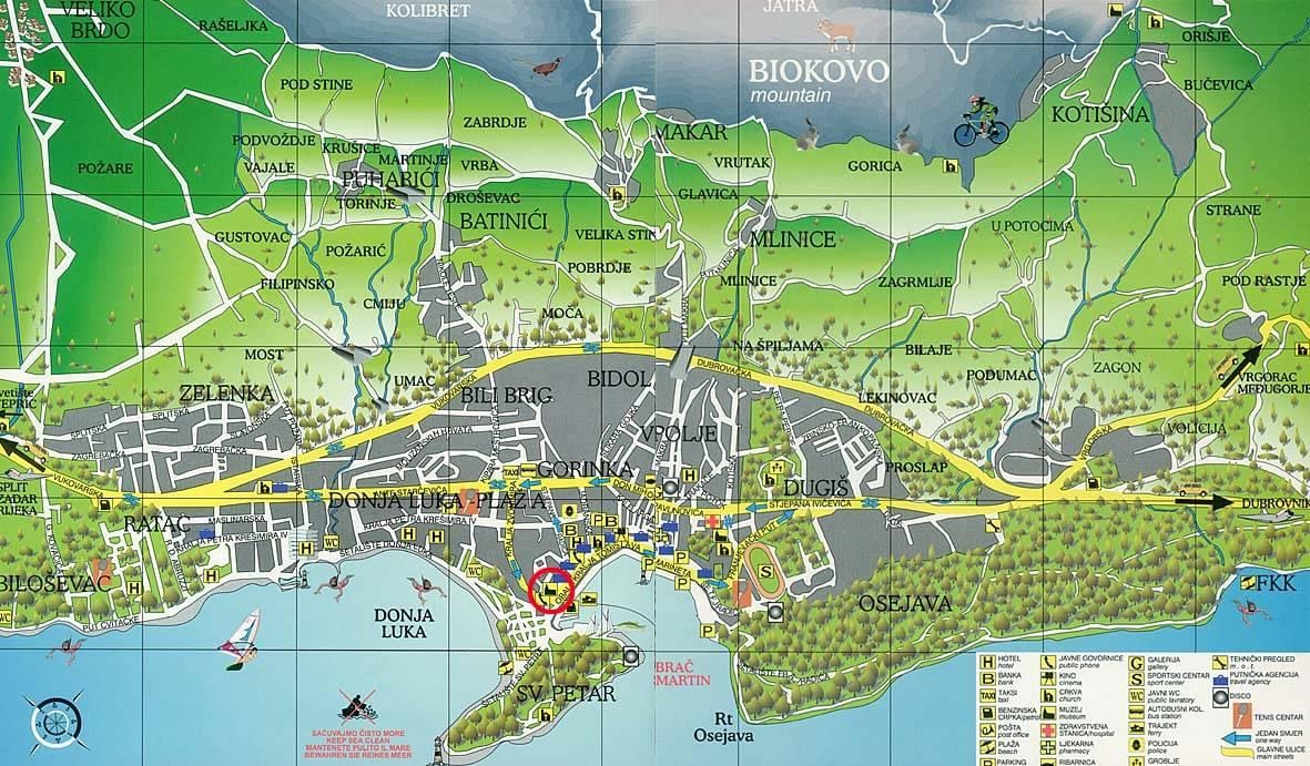 mapa de makarska, croacia