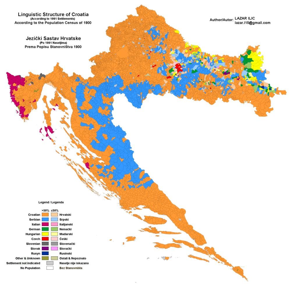 mapa de mapa étnico de croacia