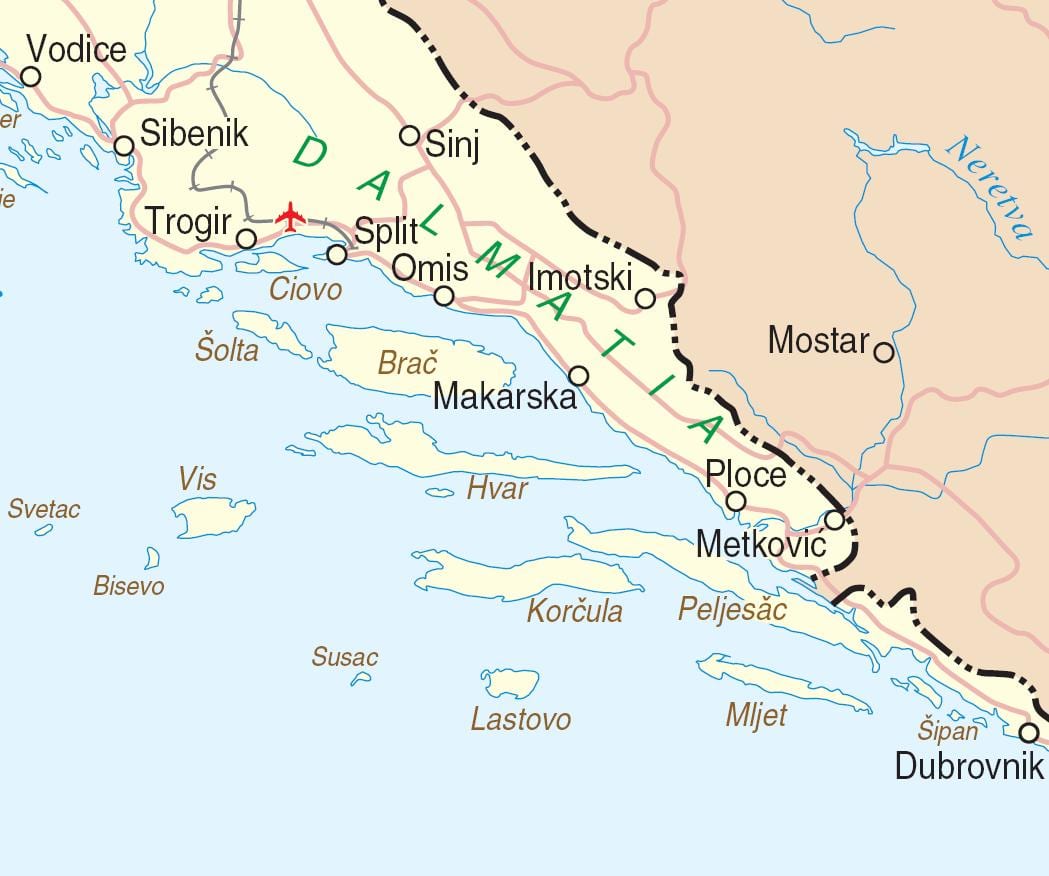 mapa del sur de croacia