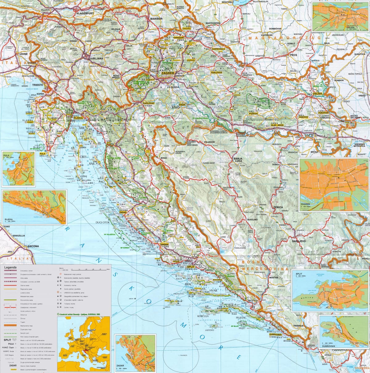 la capital de croacia mapa