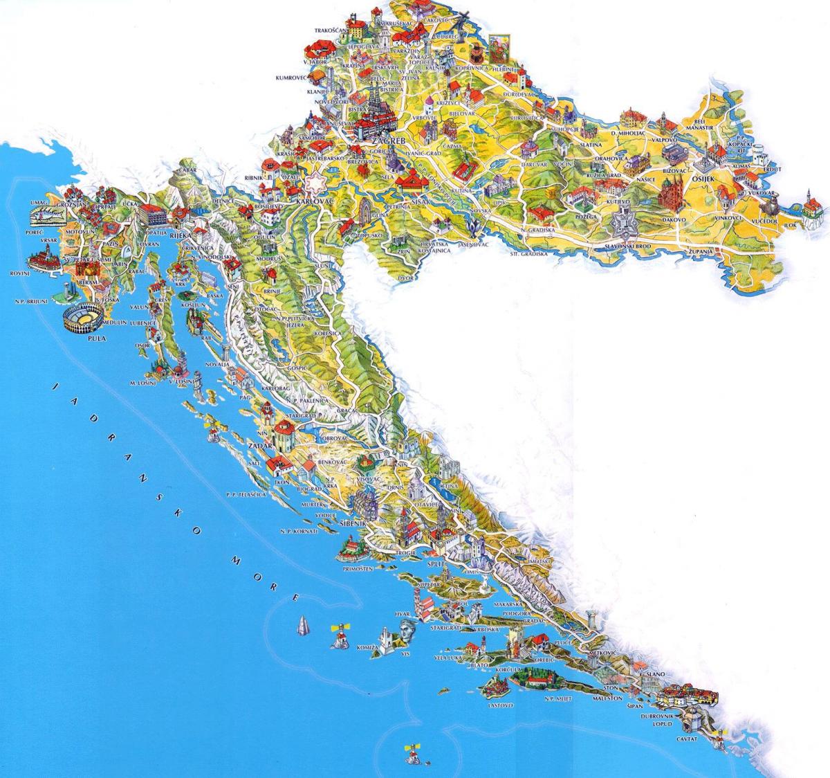croacia atracciones turísticas mapa