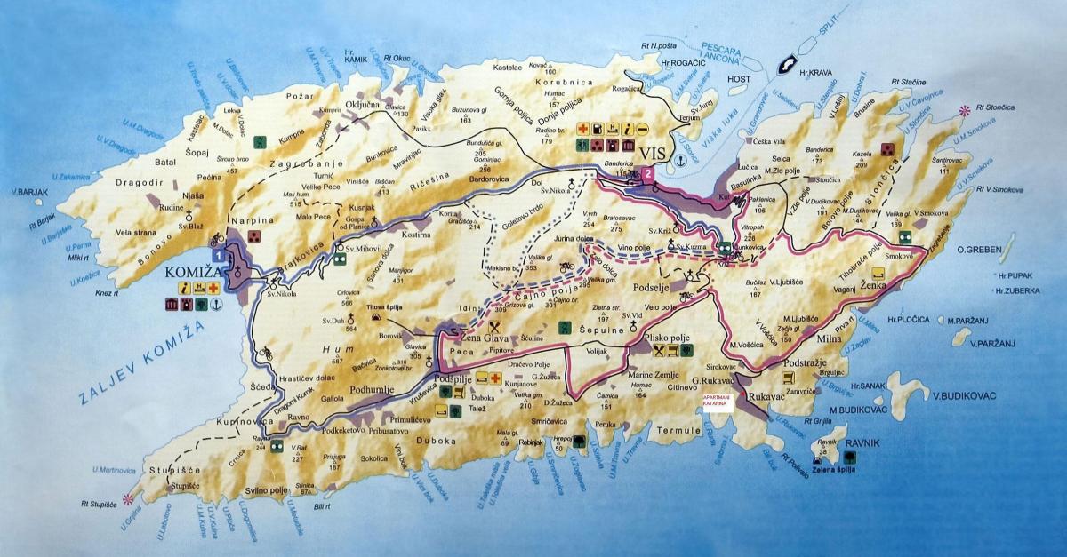 mapa vis croacia