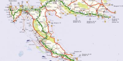 Detallado mapa de carreteras de croacia
