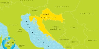 Mapa de los países cerca de croacia