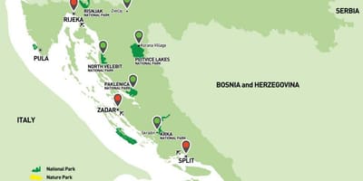 Mapa de parques nacionales de croacia 