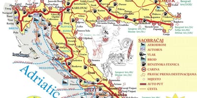 Croacia destinos de vacaciones mapa