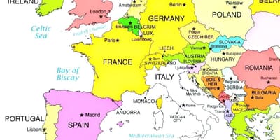 Mapa de europa, mostrando croacia