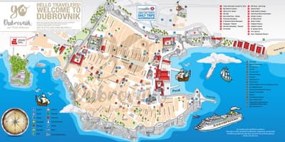 Mapa de la antigua ciudad de dubrovnik, croacia