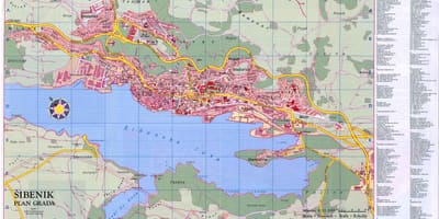 Mapa de sibenik, croacia